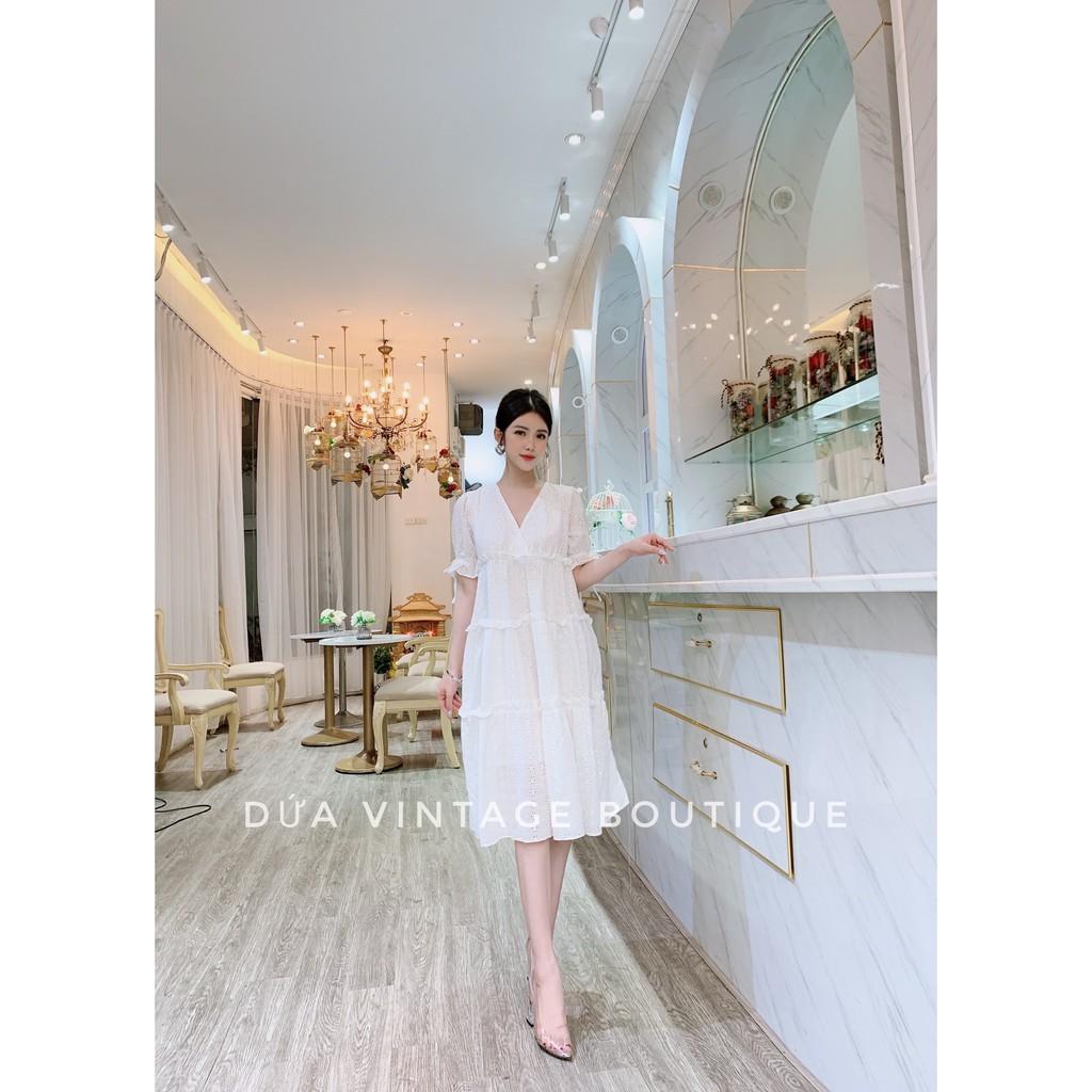 Đầm babydoll dáng xòe tay phồng cao cấp