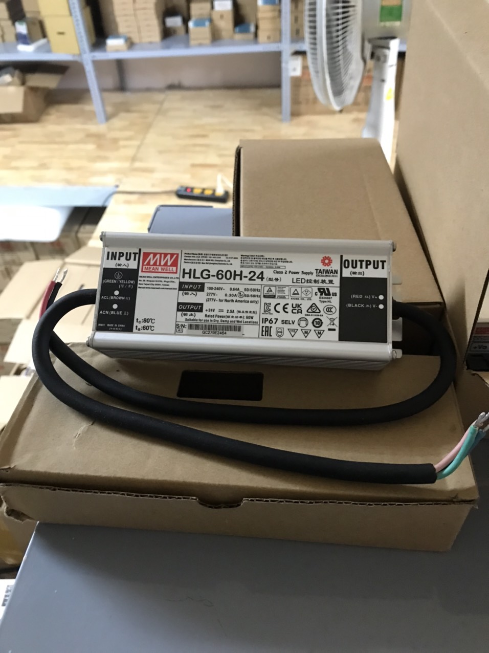 Nguồn LED Driver HLG-60H-24 Meanwell (60W 24V 2.5A), Hàng chính hãng