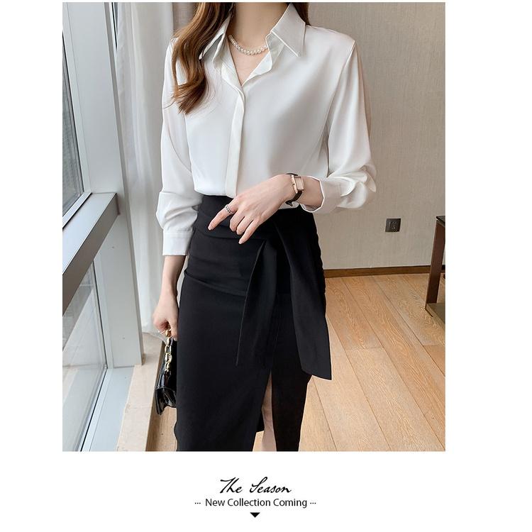 Áo Sơ Mi Nữ Công Sở Màu Trắng Cổ Đức CHIPY Kiểu Hàn Quốc Vintage Ulzzang Form Rộng Dài Tay Đẹp Chất Lụa Cao Cấp A2T