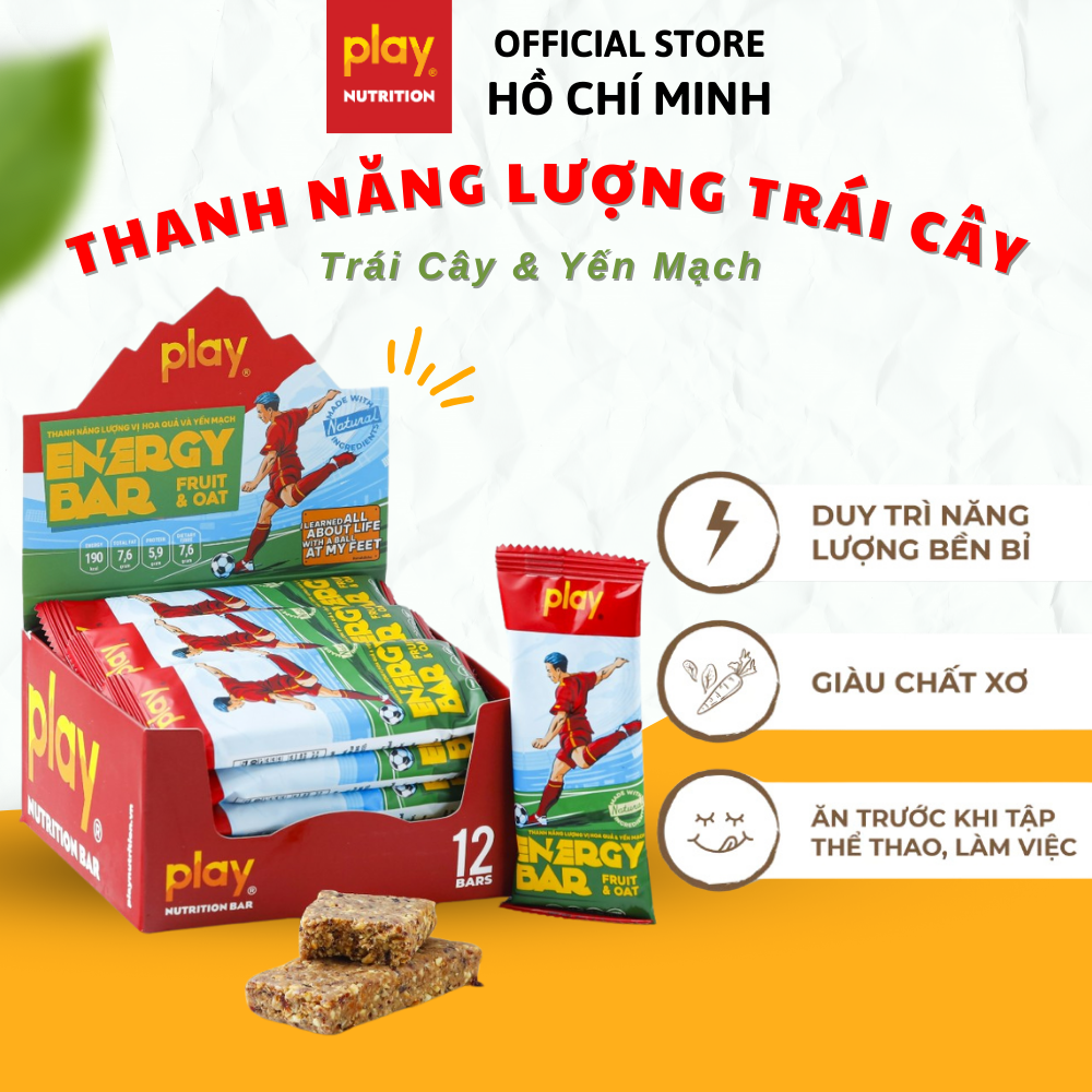 Hộp 12 Thanh Năng Lượng Play 2.0 Vị Trái Cây Và Yến Mạch Thanh Ngũ Cốc Dinh Dưỡng Play Energy Bar
