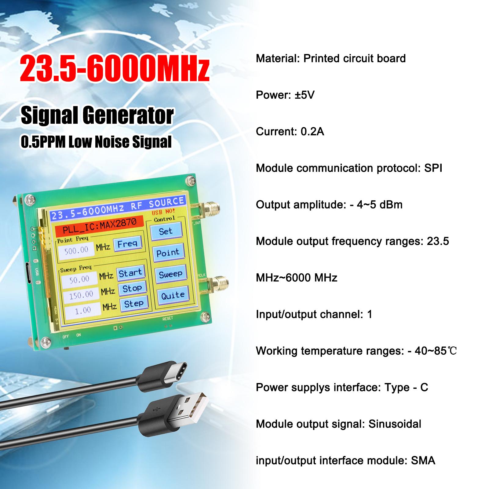 23.5-6000MHz Signal Generator 0.5PPM Low Noise Signal Source Touchable Screen PC Software Control