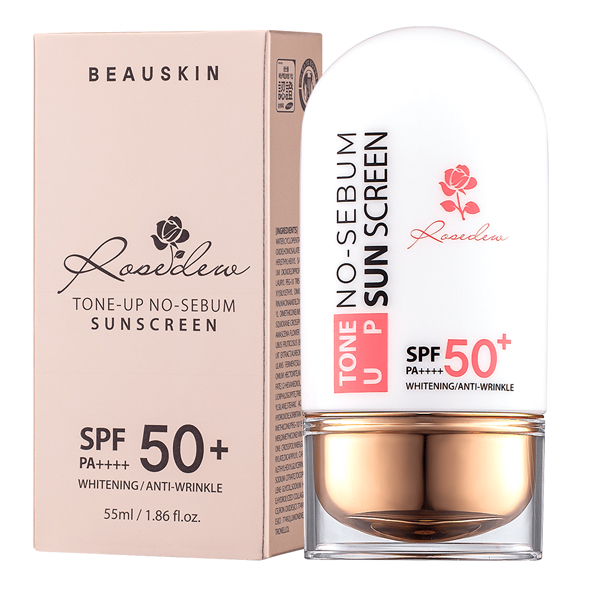 Kem chống nắng nâng tone kiềm dầu Beauskin Rose Dew Tone Up No-Sebum Sunscreen Hàn Quốc - 55ml