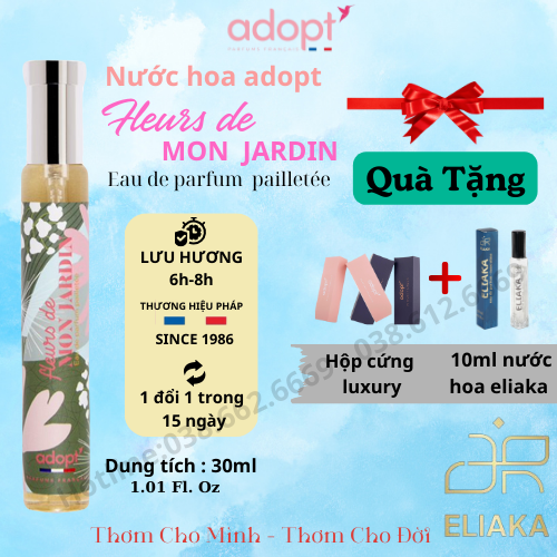 Nc hoa pháp cao cấp,nước hoa nữ Fleur De Mon Jardin hương thơm tươi mát quyến rũ ngọt ngào yêu thương dung tích 30ml