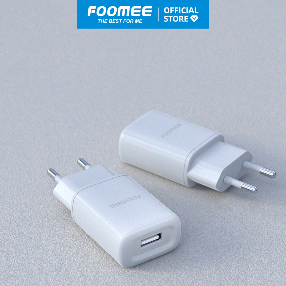 Củ Sạc 1 cổng USB FOOMEE CC25 - Màu Trắng/Đen - Sạc An Toàn Chịu Nhiệt Độ Cao - Hàng chính hãng