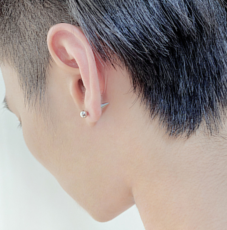 Bông Tai Nam Nữ Unisex Bi Đinh Nhọn Titan Ko Đen TT 4258