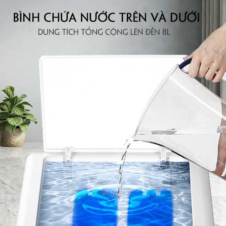 Quạt điều hòa kiêm quạt sưởi hai chế độ dùng quanh năm hai khay chứa nước 8L có khiển