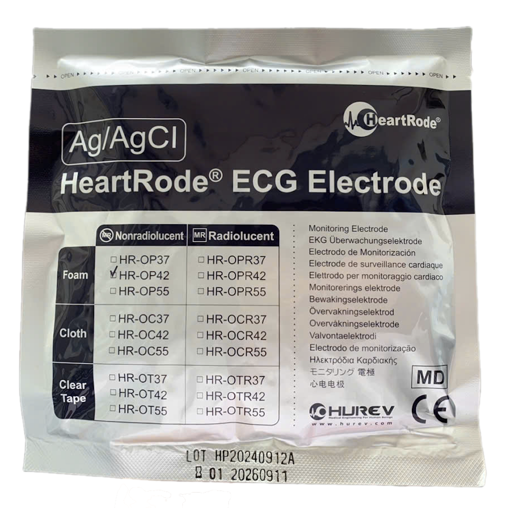 Điện cực dán đo điện tim người lớn HR-OP42. Thương hiệu: HeartRode - Hàn Quốc. Gói 50 cái