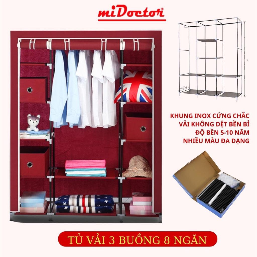 Tủ quần áo 2 buồng 6 ngăn, 3 buồng 8 ngăn tiện lợi cao 165cm hàng Việt Nam chất lượng cao chính hãng miDoctor