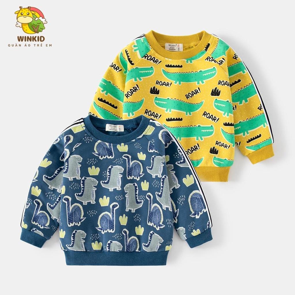 Áo nỉ cho bé WELLKIDS, áo nỉ da cá dài tay thu đông họa tiết động vật nhiều màu sắc - WK008