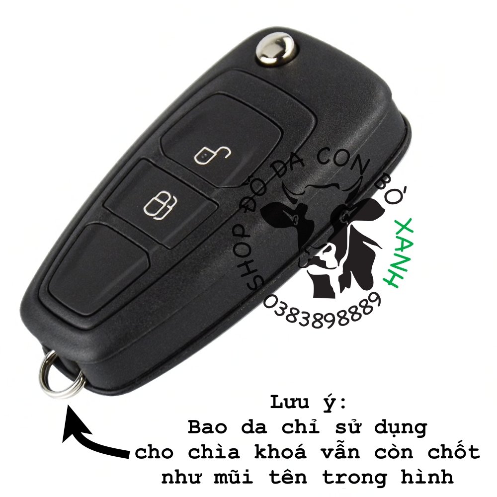 Bao da dành cho chìa khoá gập Ford Focus, Ecosport, Fiesta, Ranger handmade da thật 002