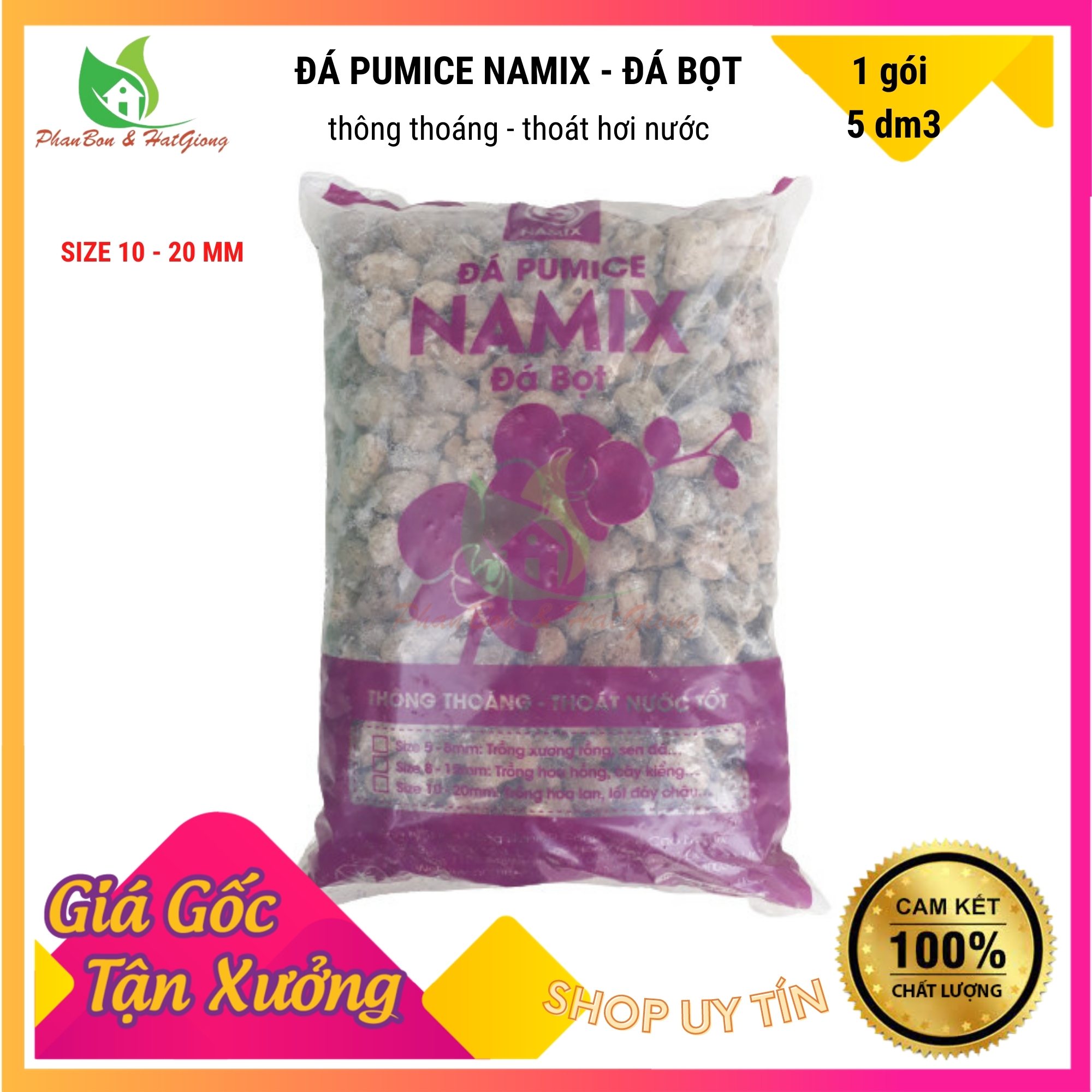 Đá Bọt Pumice Namix Cực Phẩm Cho Lan, Hoa Hồng, Cây Cảnh size 10-20mm [2.2 -2.6Kg] - Shop Phân Bón và Hạt Giống