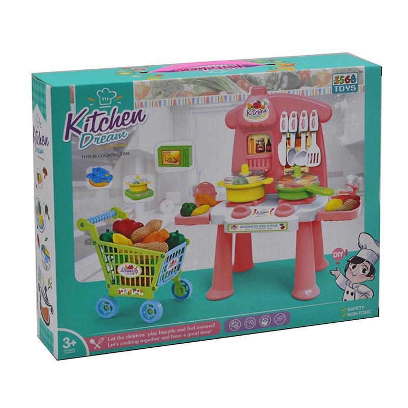 Bộ đồ chơi nấu ăn nhà bếp KITCHEN DREAM cho bé kèm xe đẩy, đồ chơi mô phỏng đồ dùng nhà bếp thông minh