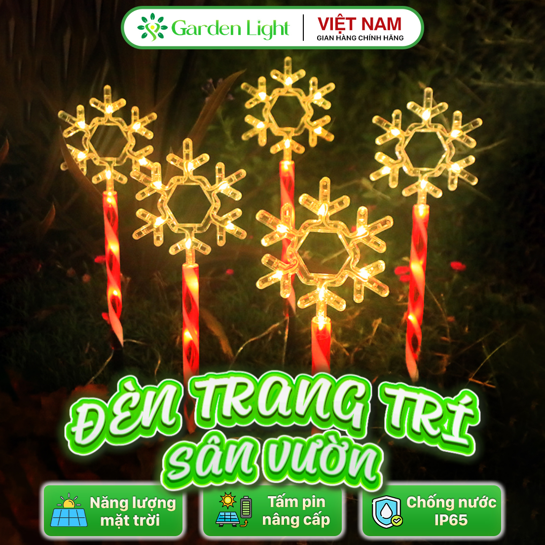 Đèn trang trí năng lượng mặt trời bông tuyết, tiết kiệm điện, bóng siêu sáng, chống thấm nước - DA3199