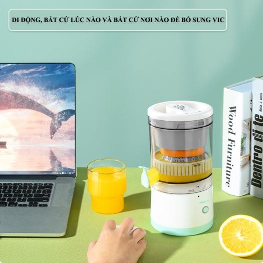 Máy Vắt Cam, Máy Vắt Trái Cây Ba Chiều Không Dây Cổng Sạc USB - Máy Ép Cam Vắt Kiệt, Dễ Vệ Sinh