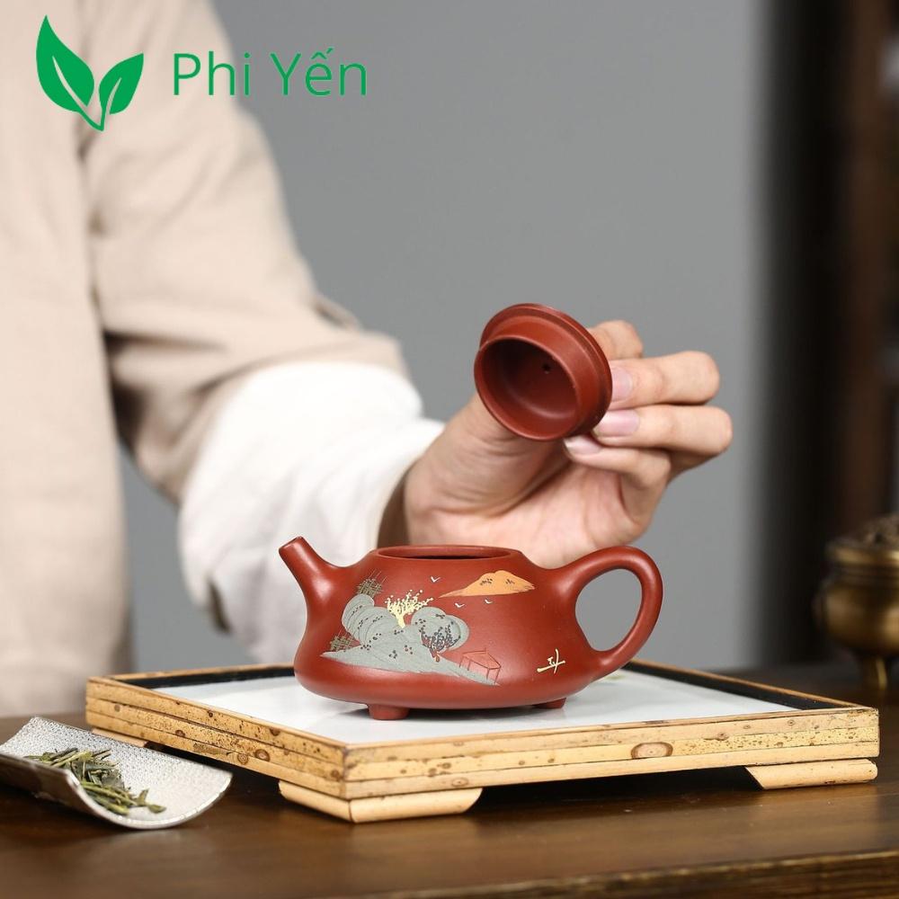 Ấm trà Tử sa Đại hồng bào Sơn thủy Thạch biều 200ml DHBSTTB075205