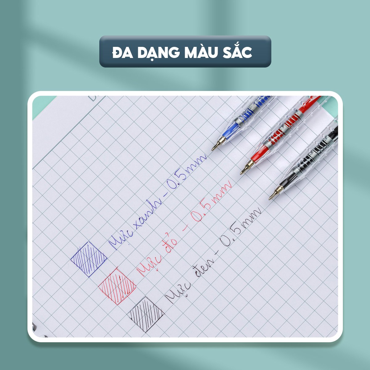 Combo 5/10/20 Bút bi Thiên Long TL-089 ngòi 0.5mm mực xanh đỏ đen dạng bấm cò nơi cầm tay có tiết diện tam giác vừa vặn với tay