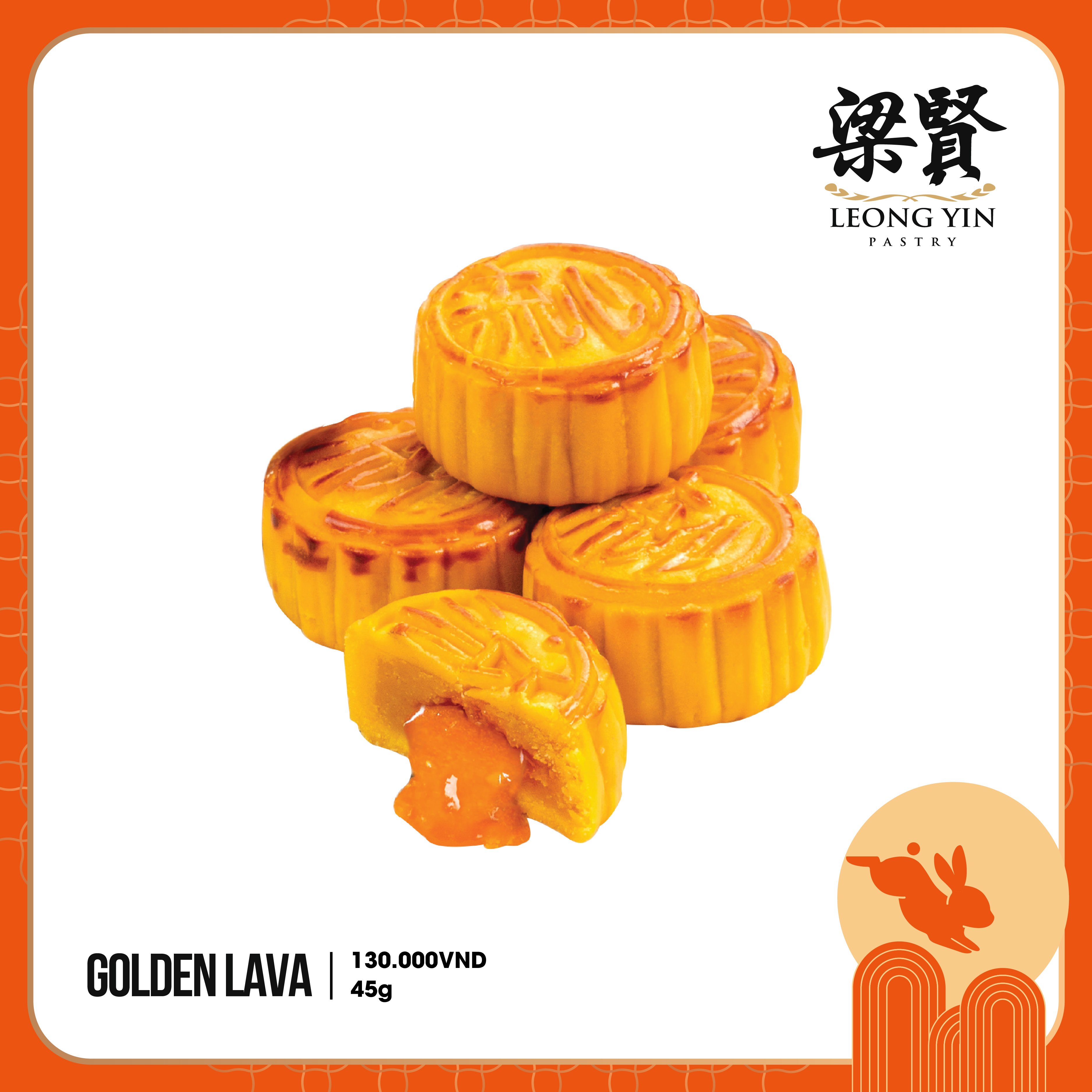 Bánh Trung Thu Cao Cấp La va - Golden Lava Mooncake thương hiệu Leyong Yin loại 45g