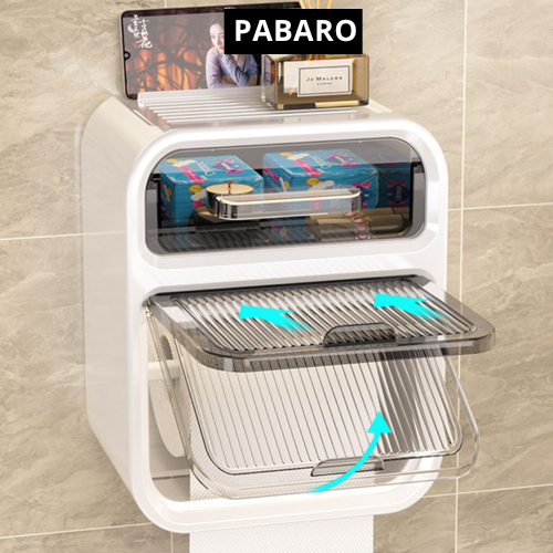 Hộp Đựng Giấy Vệ Sinh 2 Tầng Cao Cấp Hộp Đựng Giấy Hộp Giấy Vệ Sinh Có Kệ Để Điện Thoại Dán Tường PABARO