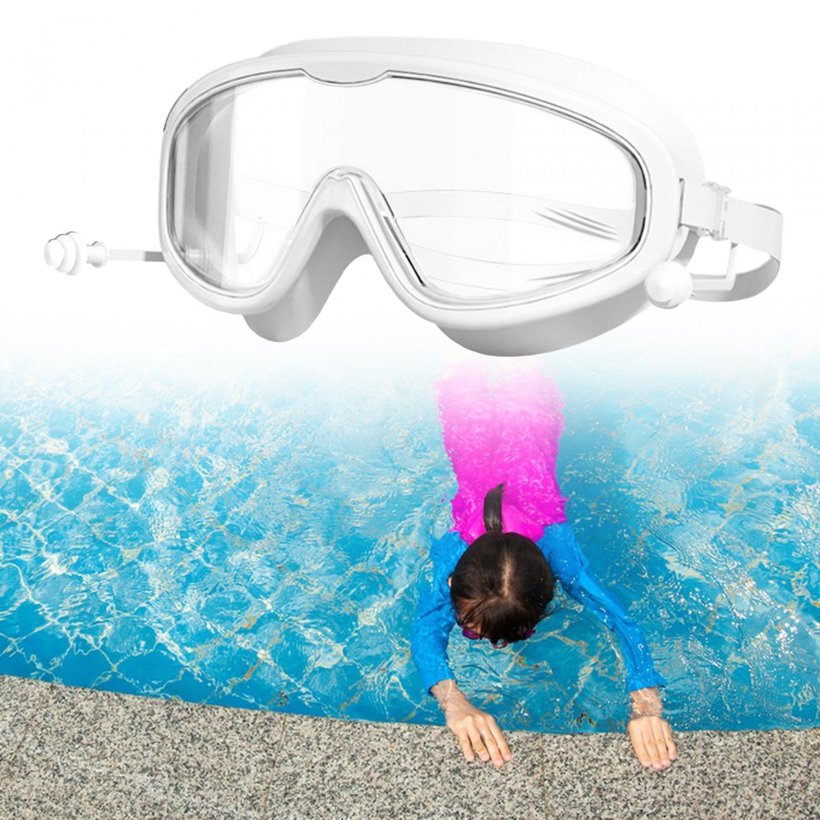 Swimming Goggles with Earplug Large Frame Professional Swim Goggles for Kids