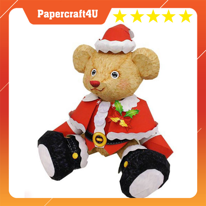 Mô hình giấy Trang trí Giáng Sinh Noel Merry Christmas - Teddy Bear