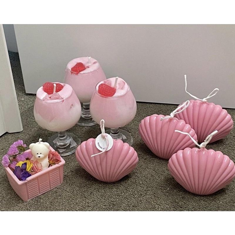 Nến Thơm Handmade Ly Kem Tròn Hồng Pastel Ngọt Ngào - Dory Lab