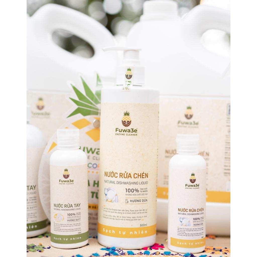 Nước rửa chén thiên nhiên Fuwa3e organic Enzyme sinh học từ dứa và bồ hòn an toàn cho bé bảo vệ da tay 500ml