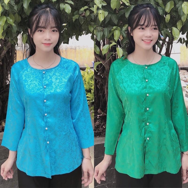 Đồ Lam Đi Chùa # Bà Ba Vải Gấm Cao Cấp