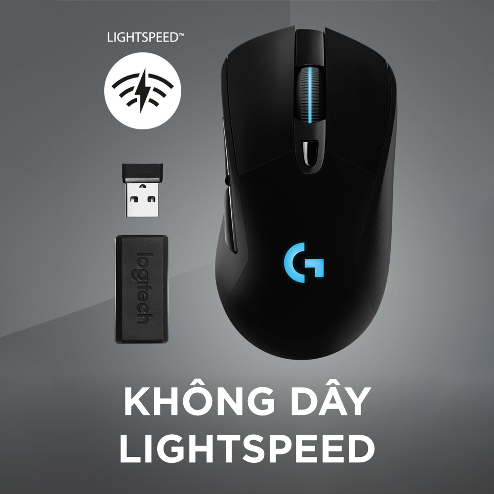 Chuột game không dây Lightspeed RGB Logitech G703 - Cảm biến Hero 25k, tương thích PowerPlay, nhẹ 95g+10g cân tùy chỉnh, pin 60h, PC/Mac -Hàng Chính Hãng