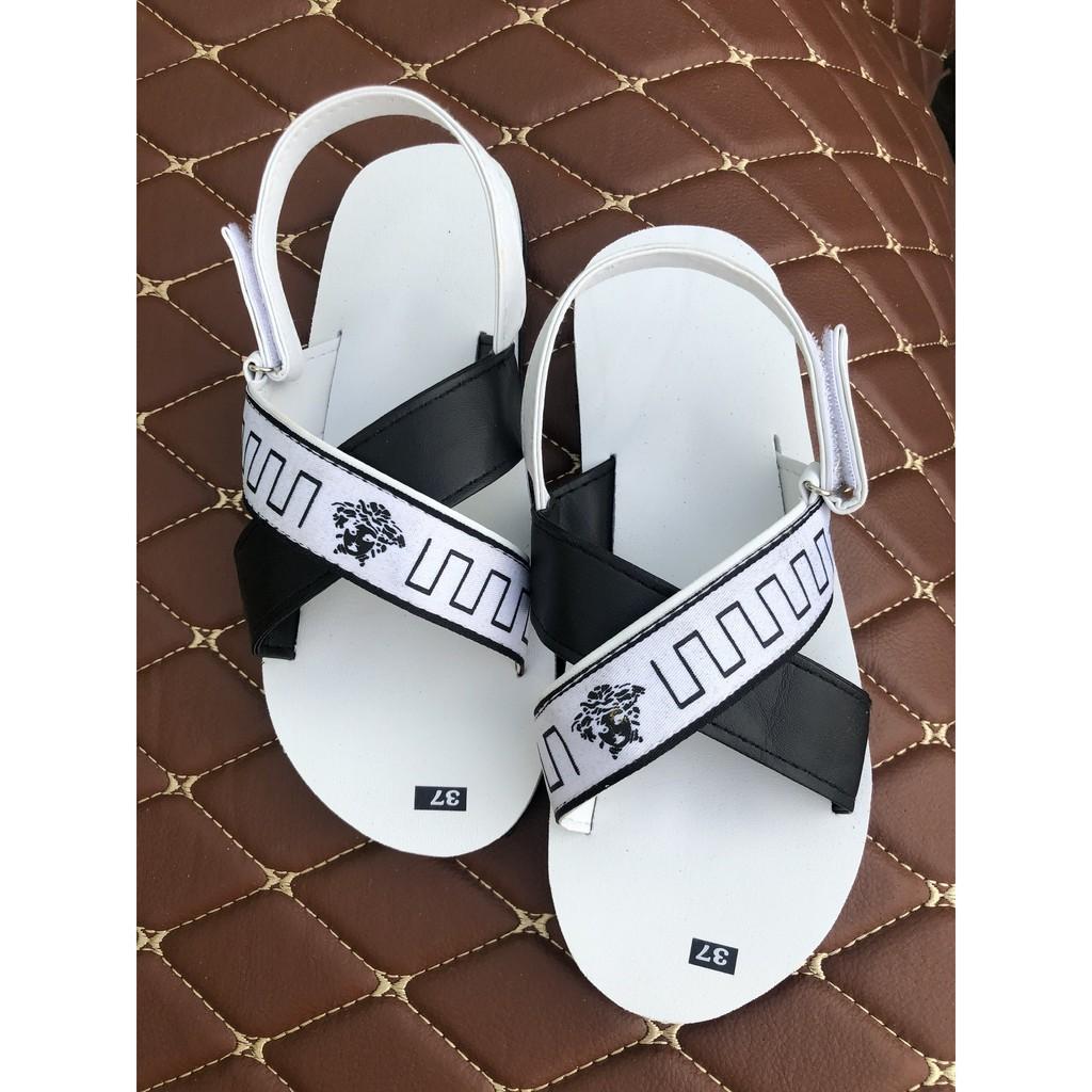 dép sandal nữ sandal đồng nai ( đế trắng quai hậu đen phối chéo dù ) size từ 35 nữ đến 42 nữ