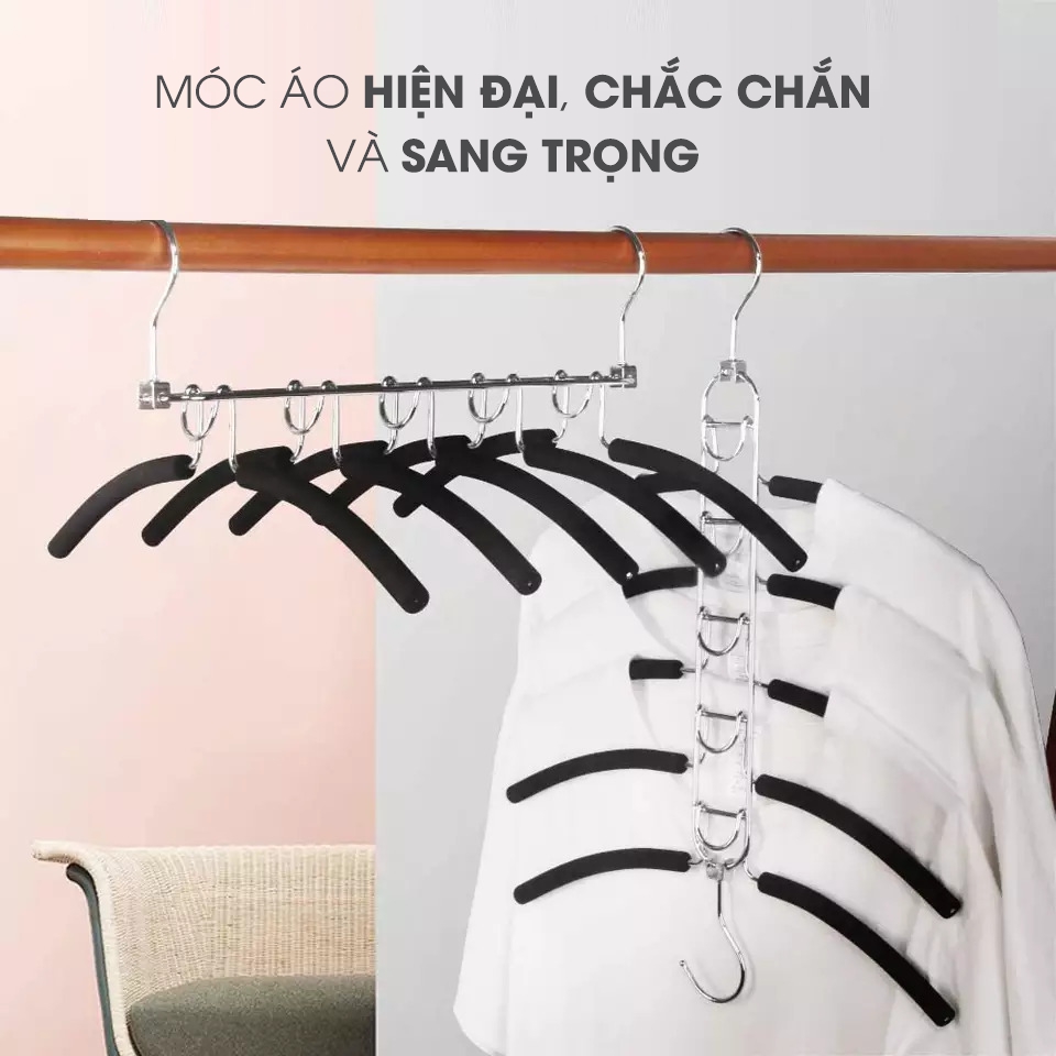 Móc Áo Chrome Thông Minh 5 trong 1 ECODEALS - Cứng cáp, chắc chắn, tiết kiệm 80% không gian