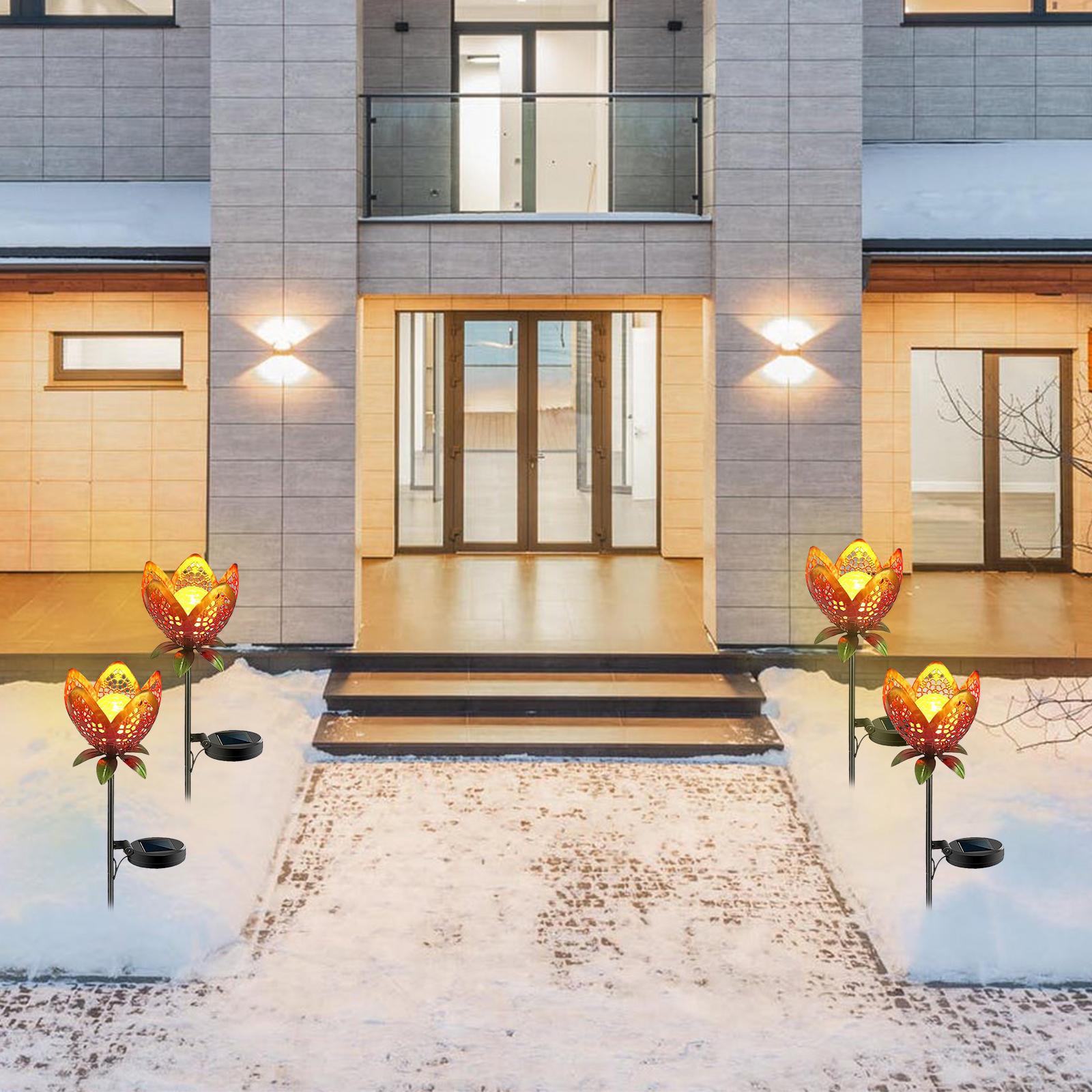 Đèn Led Năng Lượng Mặt Trời Hình Hoa Kim Loại Không Thấm Nước