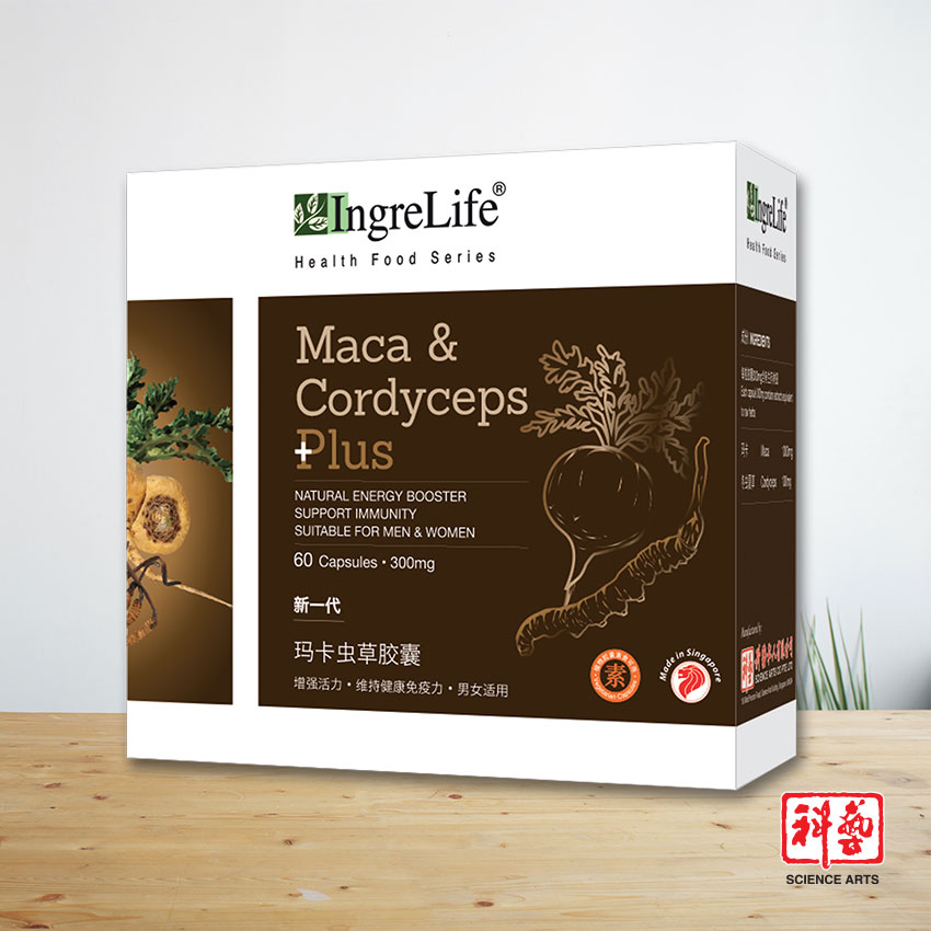 Viên Uống Đông Trùng Hạ Thảo Maca & Cordyceps Plus Tăng Cường Hệ Miễn Dịch Cải Thiện Chất Lượng Giấc Ngủ IngreLife Singapore - Hộp 60 Viên x 300mg