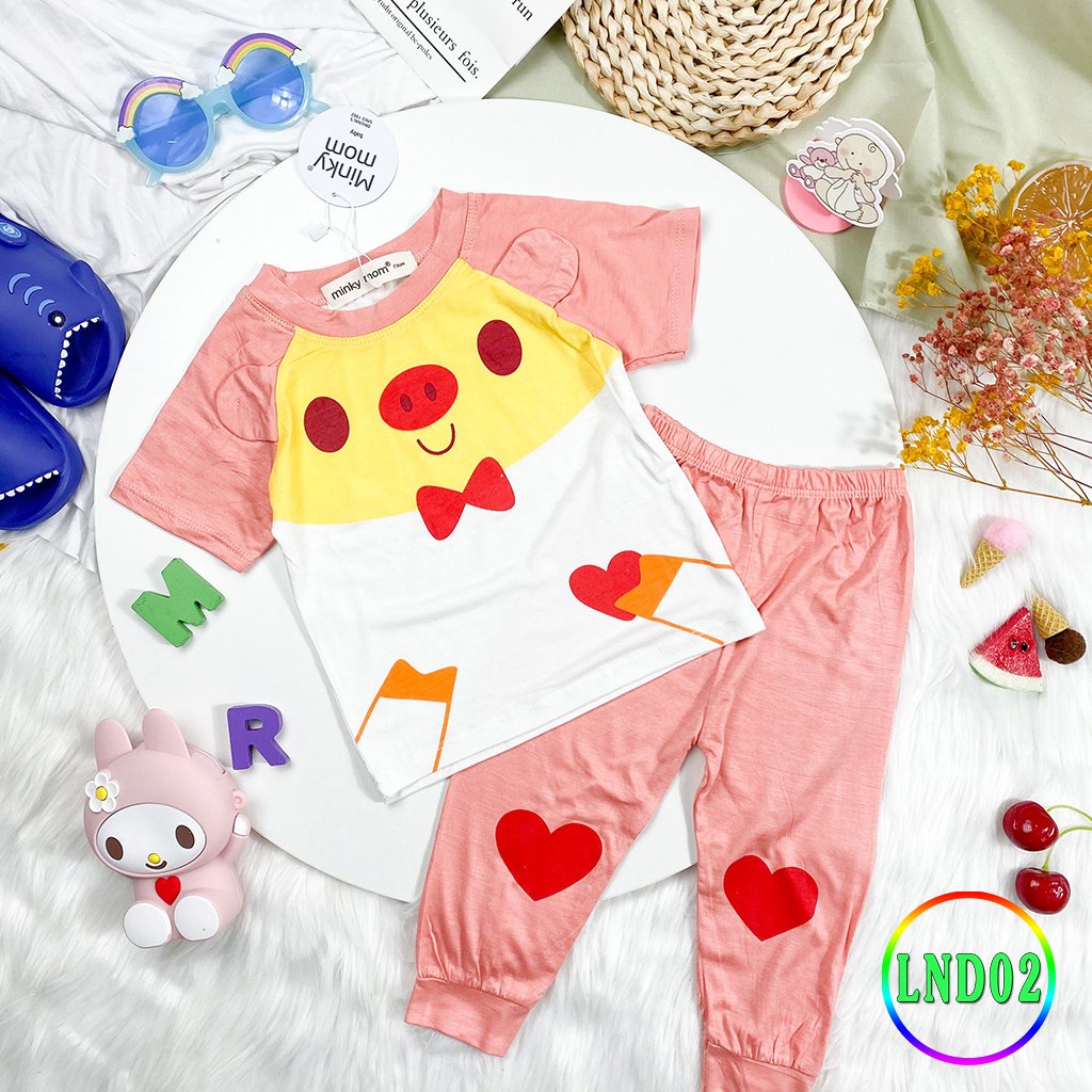 Bộ Tay Ngắn Quần Dài Cho Bé Gái Bé Trai 8-29kg Minky mon Vải Thun Lạnh