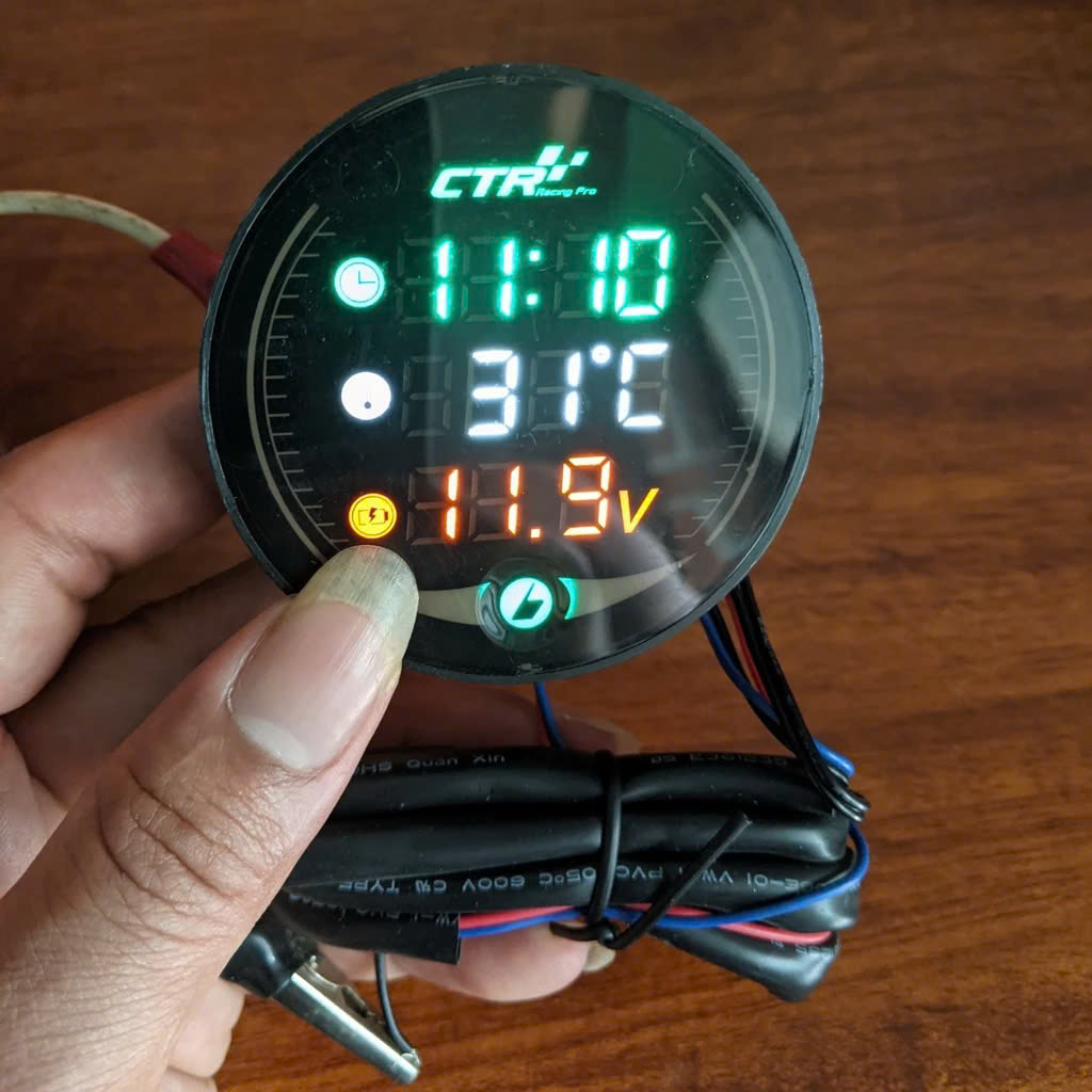 Đồng Hồ Báo Giờ Gắn Xe Máy 3in1 Màn Hình LED - Mẫu Mới, Chống Nước, Loại Tốt