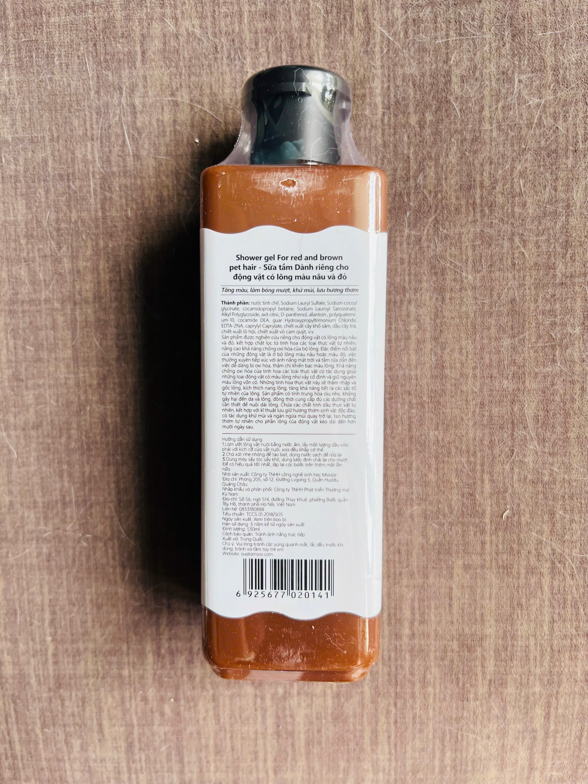 SỮA TẮM SOS DÀNH RIÊNG CHO ĐỘNG VẬT CÓ LÔNG MÀU NÂU VÀ ĐỎ 530ML CHO THÚ CƯNG CHÓ MÈO