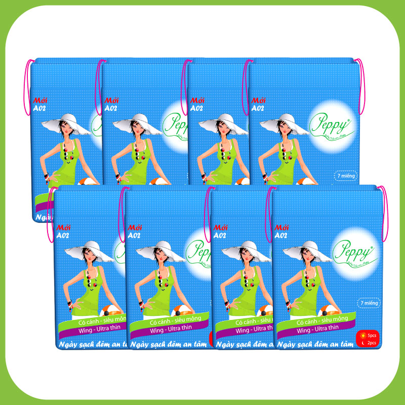 Combo 8 gói Băng Vệ Sinh AO2 Ngày Và Đêm, Siêu Thấm, Siêu Mỏng Nhẹ, Mặt Lưới, Có Cánh (7 miếng