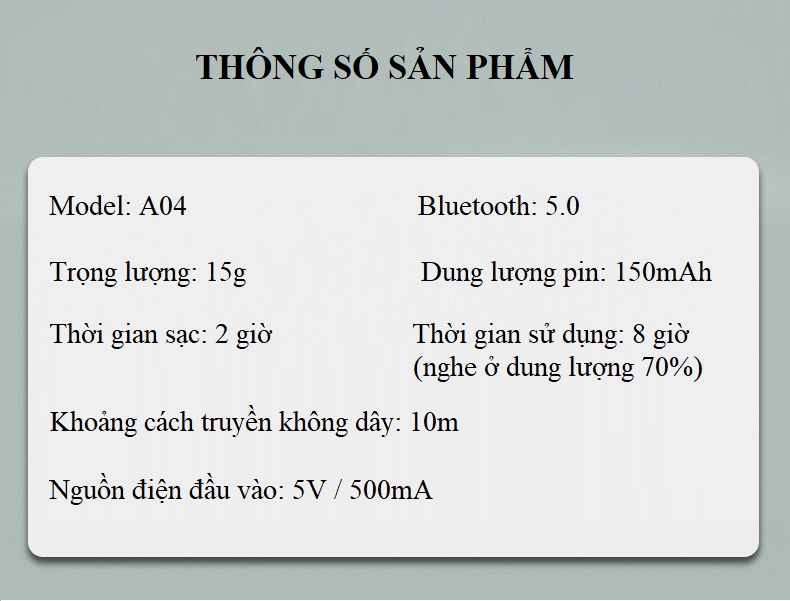 Tai Nghe Bluetooth Không Dây A-01 Truyền Âm Qua Xương 5.0