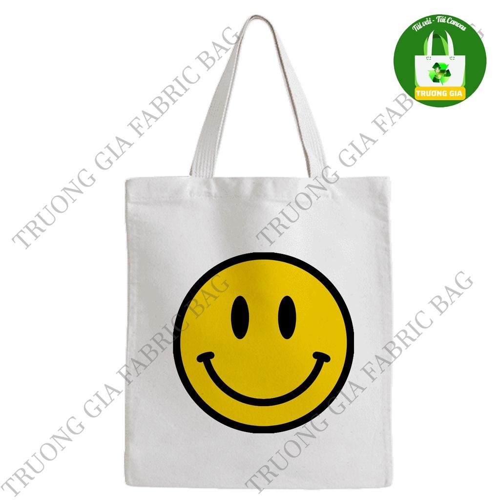 TúI tote canvas Trắng in hình Face Smile không khóa kéo 26x33 Trương Gia Túi Vải - Túi Canvas