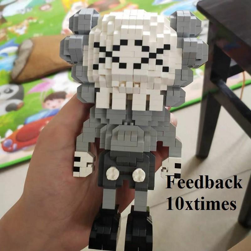 Đồ chơi lắp ráp (size 16cm) lego 3D đồ chơi giáo dục lắp ráp mô hình nhân vật Kaws bearbick dễ thương, quà tặng sinh nhật bạn trai gái