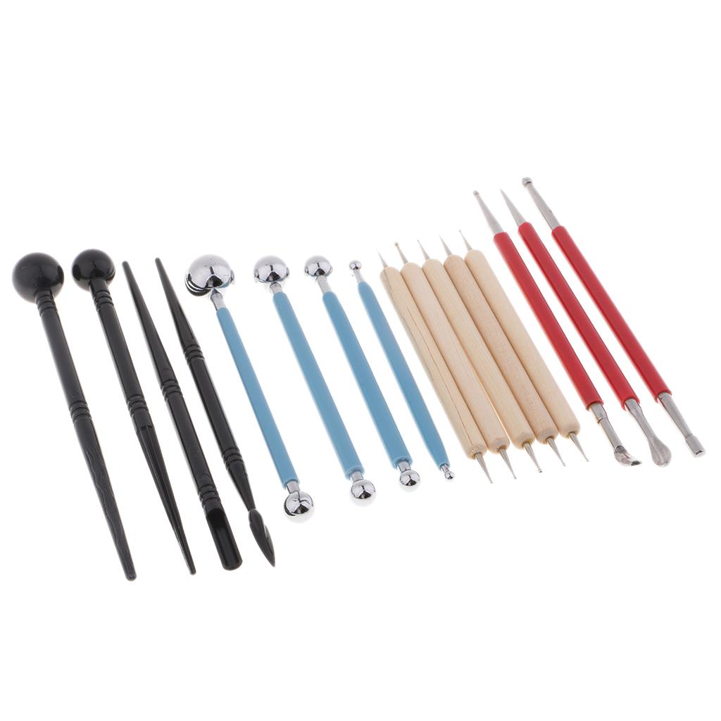 16X Đất Sét Điêu Khắc Dụng Cụ Bi Stylus Dotting Dụng Cụ Đất Sét Đồ Gốm Mô Hình Bộ