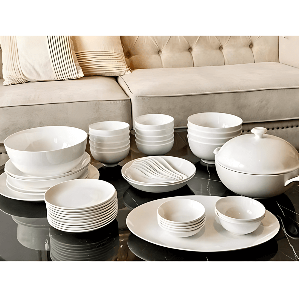 Set bát sứ Imperial 50 món trắng trơn hàng chính hãng