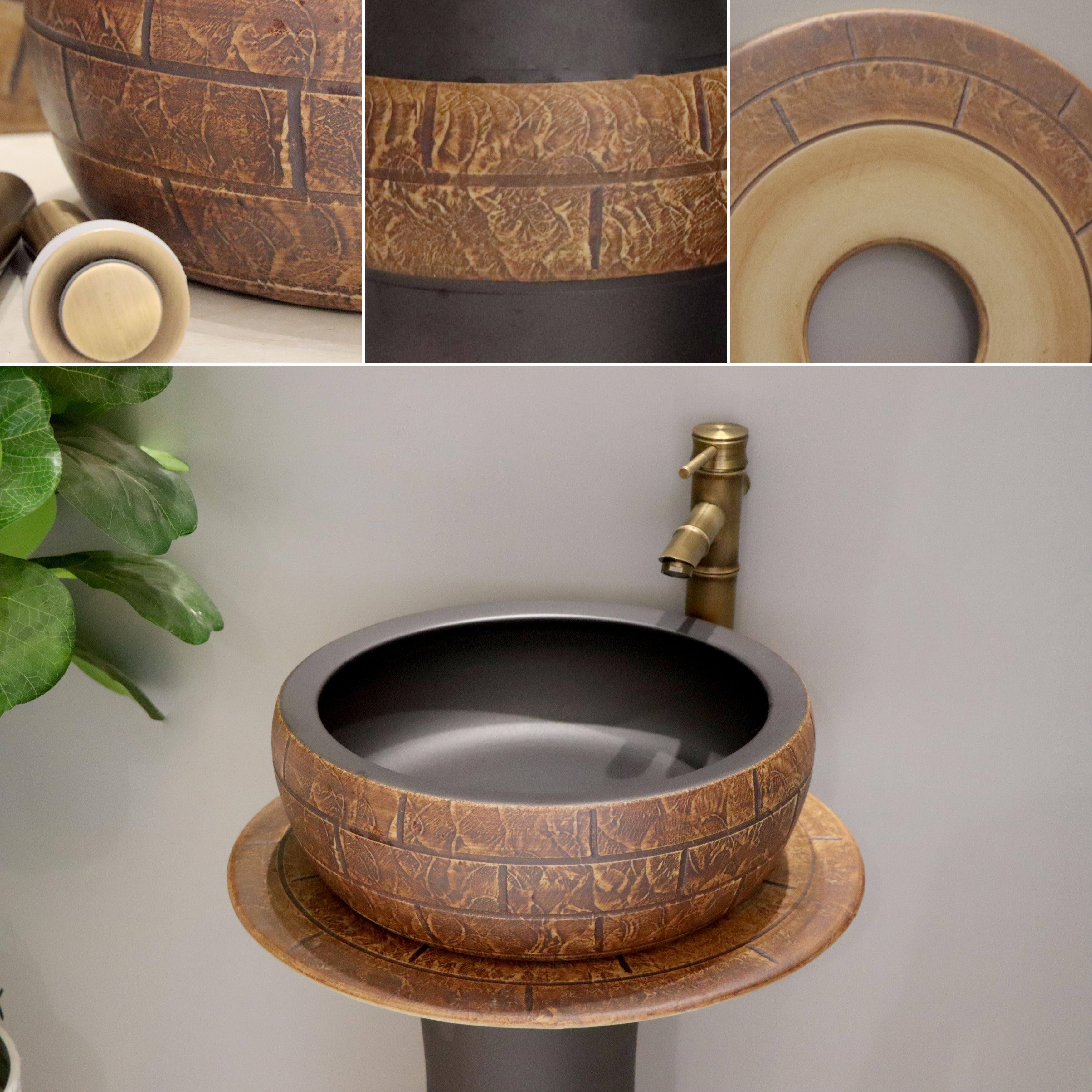 Chậu sứ mỹ thuật chậu lavabo chậu có chân EVEREST EV-CĐC01