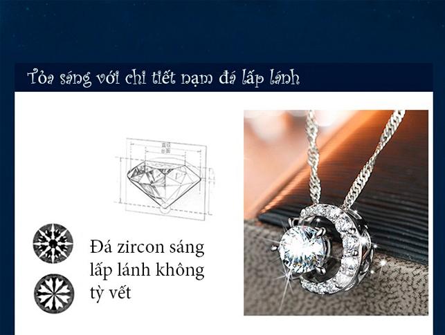 Dây chuyền nữ Ánh dương S925 nạm đá lấp lánh, vòng cổ bạc nữ, dây chuyền mặt đính đá, dây chuyền bạc DC56