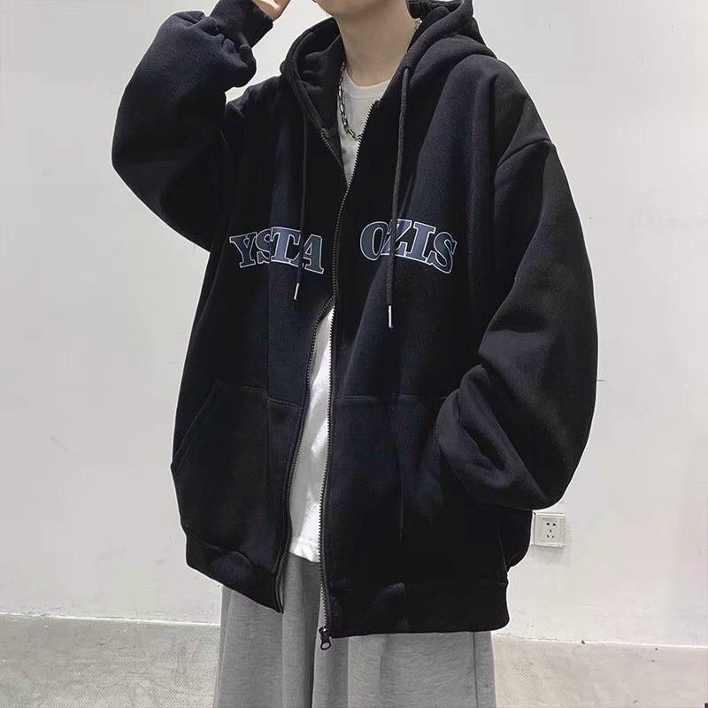 Áo khoác nỉ nam full ziper form rộng chất nỉ dày dặn 2 lớp in chữ OZIS, Áo Khoác Hoodie Nam Nữ Siêu Cute Có Dây Kéo ZIP -Chất Nỉ Ngoại UNisex