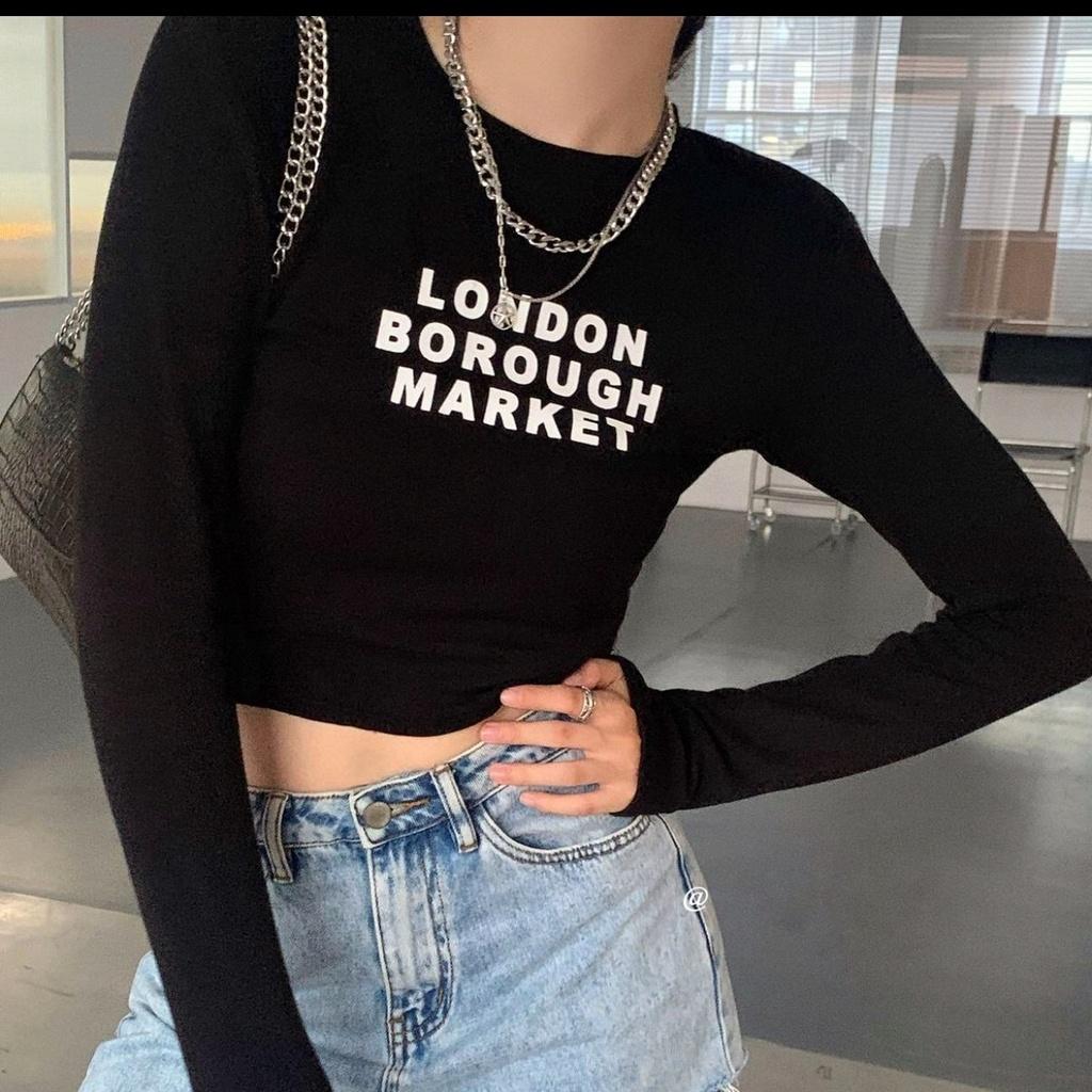 Áo thun croptop dài tay FM Style chất thun mềm mại co giãn dành cho nữ phong cách Hàn Quốc 207220059