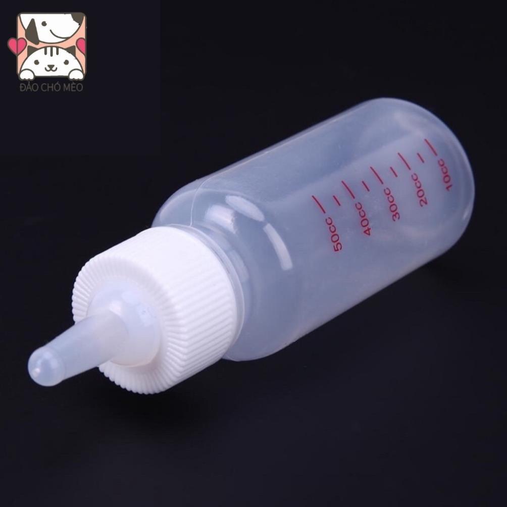 Bình sữa chó mèo nhỏ loại đẹp cho chó mèo chai 60ml vạch đỏ