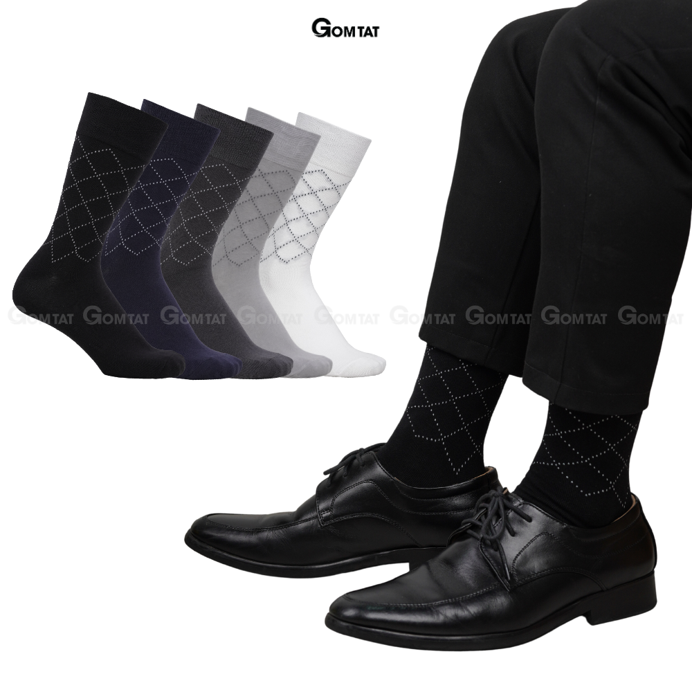 Tất Giày Tây Nam Cao Cấp Họa Tiết Sọc Chéo, Vớ Nam Cổ Cao Chất Liệu Cotton Hút Ẩm Thoáng Khí - GOM-TAYCHEO-1DOI