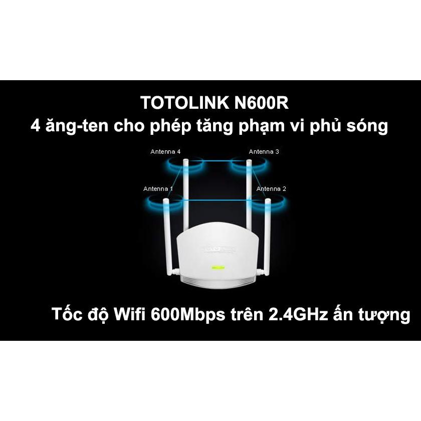 Bộ phát Wifi Totolink N600R 600Mbps (Trắng) - Hàng Chính Hãng - Khuyết Đại Wifi không dây cực mạnh - Bảo hành 24 tháng