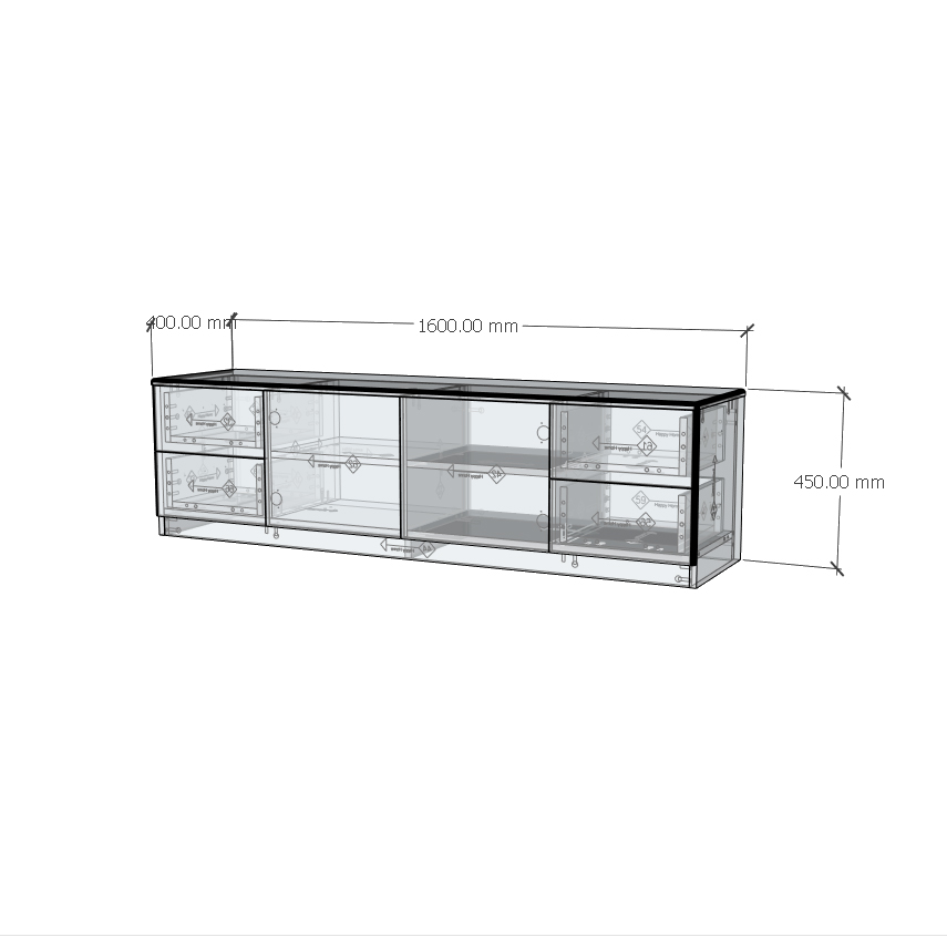 HAPPY FURNITURE , Gỗ tự nhiên , Kệ TV 2 cửa mở 4 ngăn kéo - YANNA , KTV_058_THG , 160cm x 40cm x 45cm