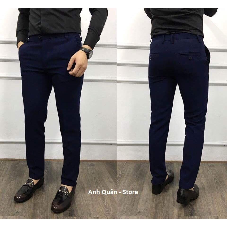 Quần Âu Nam Hàn Quốc Màu Xanh Đen Mẫu Mới Nhất Kèm Bảng Size